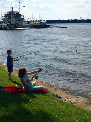 fishing on the river edge